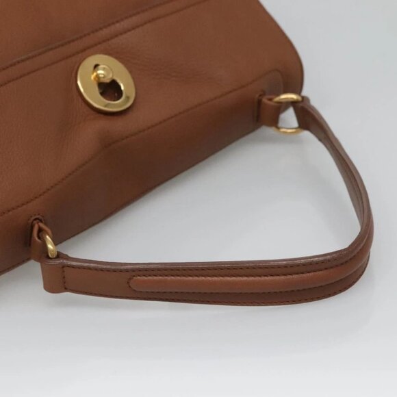 SAINT LAURENT Muse Toe Hand Bag Leather Brown Gold Auth 126997 - Picture 8 of 16